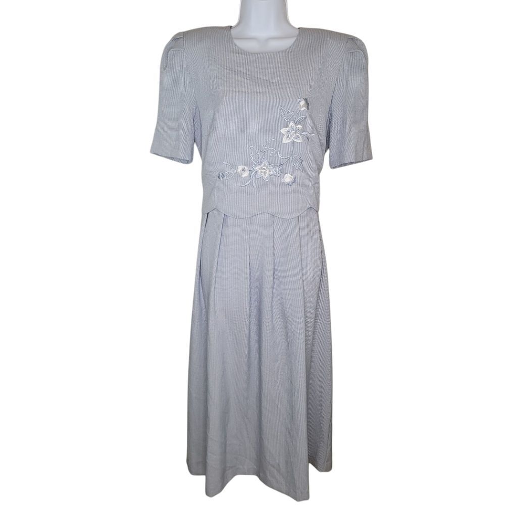 Miss Dorby Vintage 80s Nwt Gingham Floral Dress Size 12